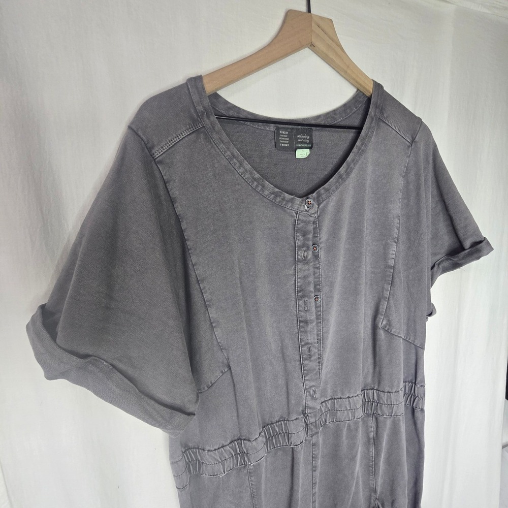Saturday Sunday Anthropologie Estela Jumpsuit Womens XL Gray Cotton Loungewear - Picture 2 of 7
